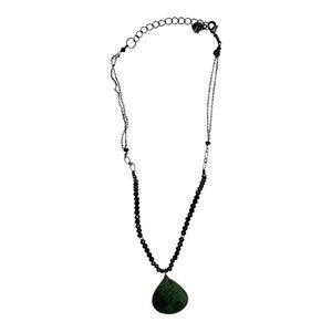 Nakamol jewelry black beaded necklace with green and black stone.‎